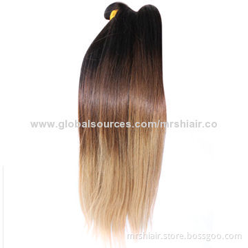 20-inch Ombre, Three Tone Color #1b#4#27, Brazilian Virgin Hair Weaves